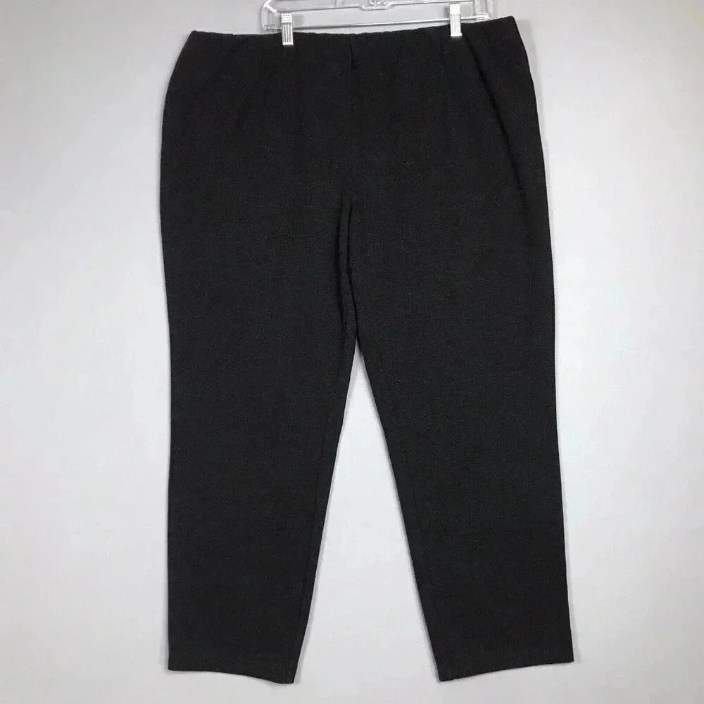 Eileen Fisher Ponte Knit Stretch Pull On Pants Women's Size 3X Black Melange